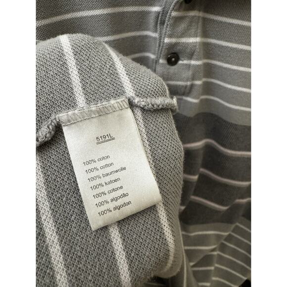 Lacoste Striped Polo Shirt XL Gray White Croc Logo - Picture 6 of 9